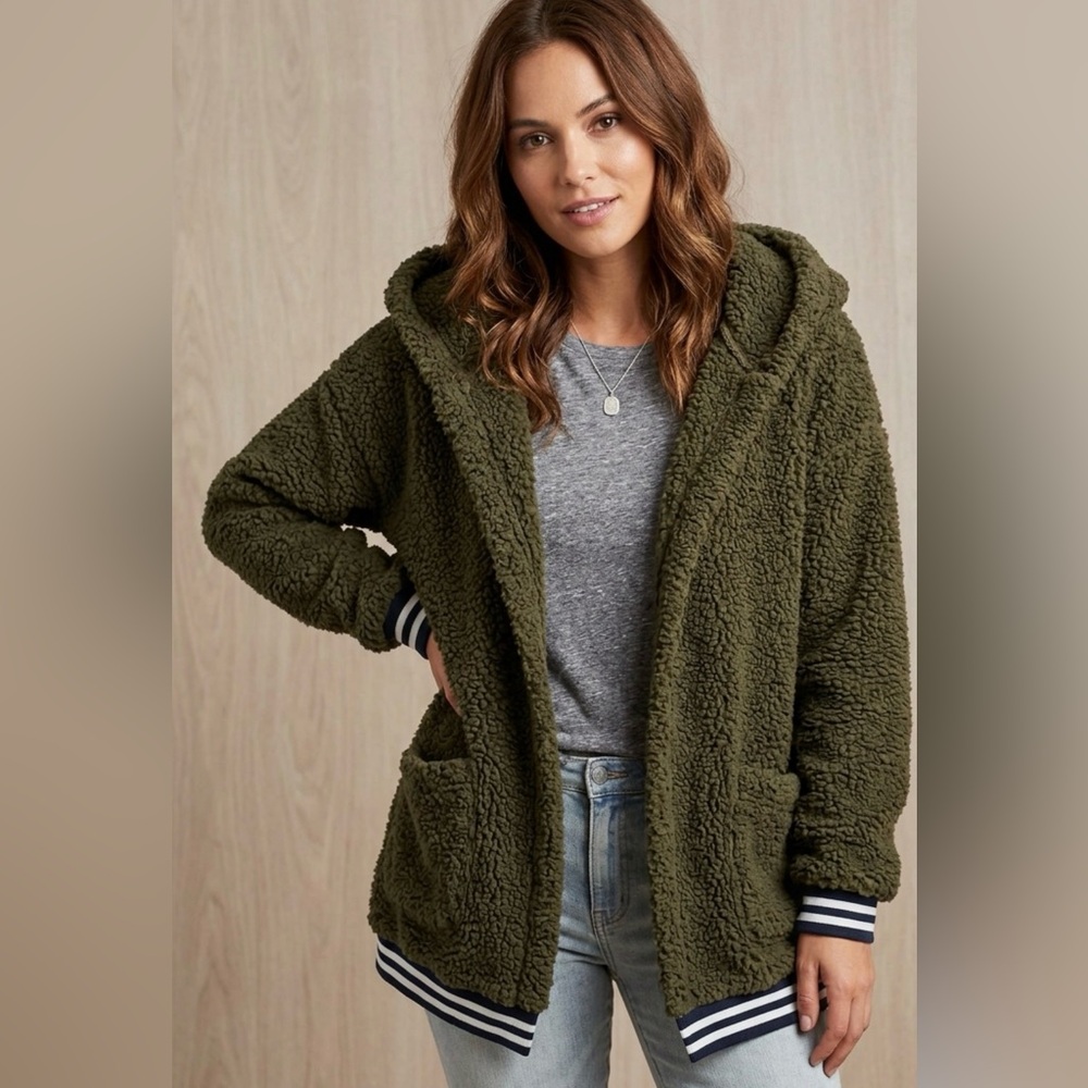Cozy Olive Teddy Jacket